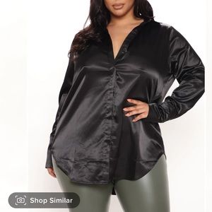 PLUS Black Satin Shirt